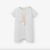 Elegant Baby Pale Blue Bunny Knit Shortall Romper