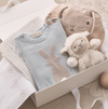 Elegant Baby Pale Blue Bunny Knit Shortall Romper