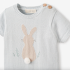 Elegant Baby Pale Blue Bunny Knit Shortall Romper